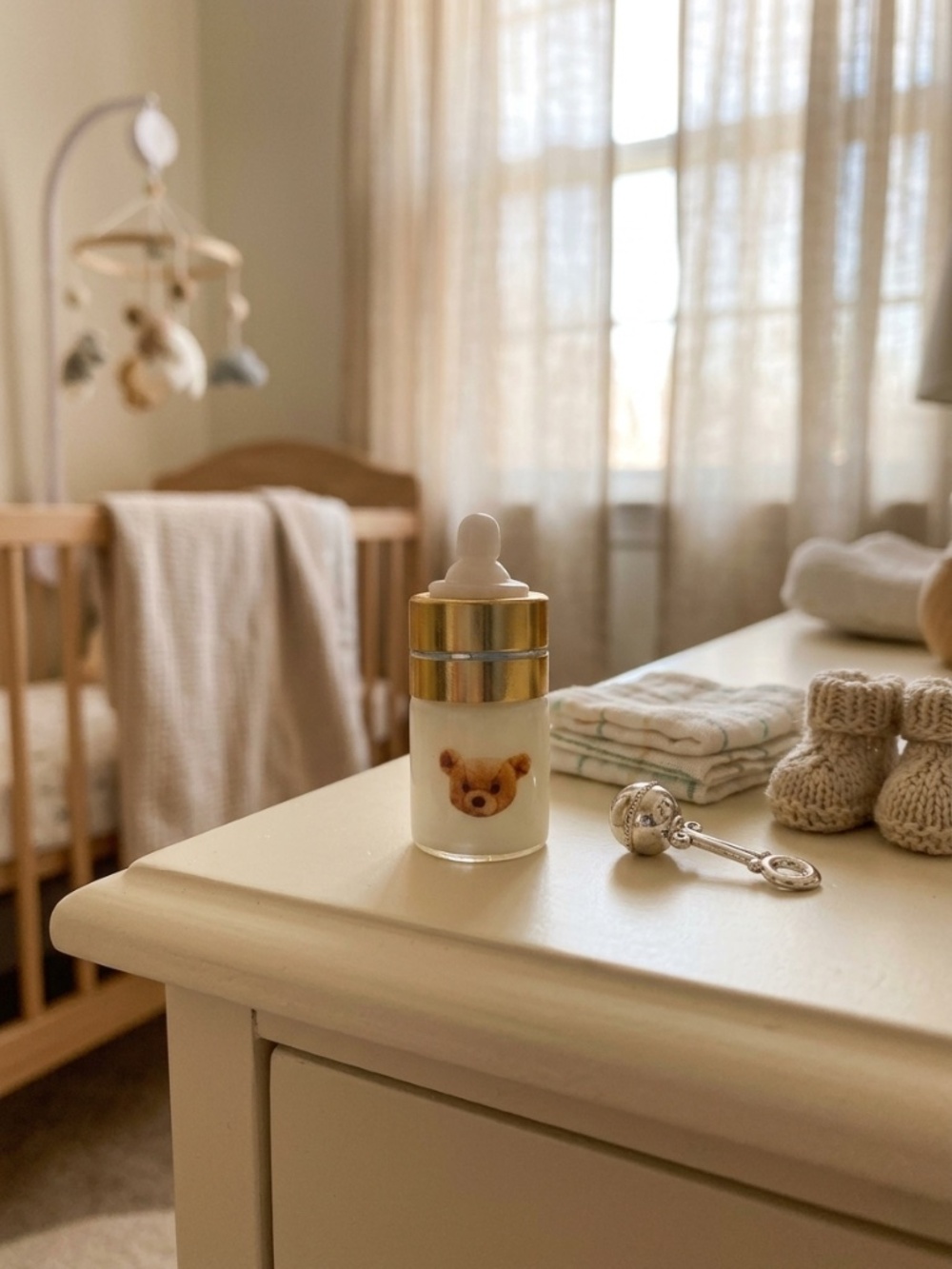 Teddy Bear Micro Baby Doll Glass Bottle